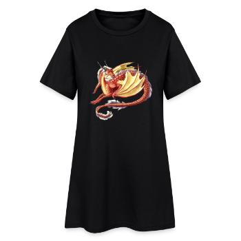 red pretty dragon - Frauen T-Shirt-Kleid - Schwarz - Vorne