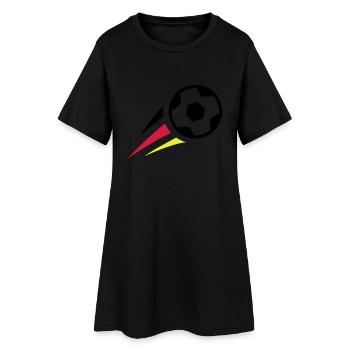 Fußball mit Streifen Deutschland - Frauen T-Shirt-Kleid - Schwarz - Vorne