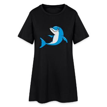 delfin witzig süss - Frauen T-Shirt-Kleid - Schwarz - Vorne