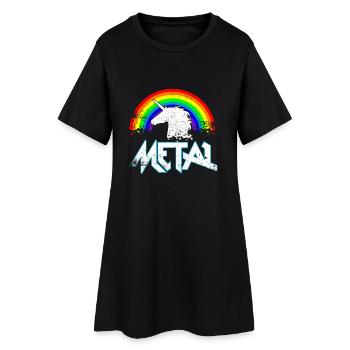 Metal Music Regenbogen Einhorn Festival Lustig - Women’s T-Shirt Dress - black - Front
