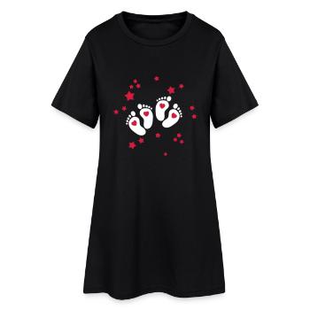 Twins Feet - Zwillings Füße - Frauen T-Shirt-Kleid - Schwarz - Vorne