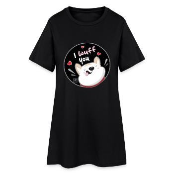 Hund koreanisch - japanischer Stil 09 - Frauen T-Shirt-Kleid - Schwarz - Vorne