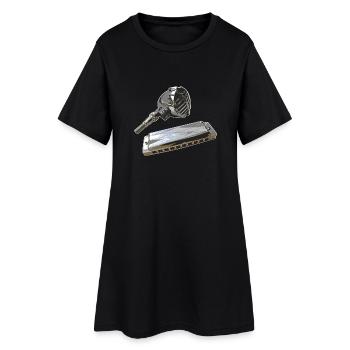 122frei_ton - Frauen T-Shirt-Kleid - Schwarz - Vorne