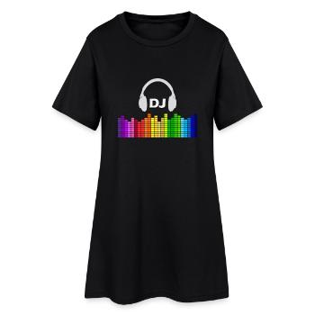 DJ - Frauen T-Shirt-Kleid - Schwarz - Vorne