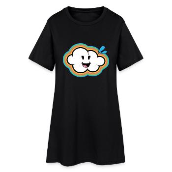 Smiley Kawaii Cloud - Frauen T-Shirt-Kleid - Schwarz - Vorne
