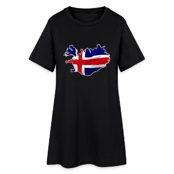Iceland Flag Map - Frauen T-Shirt-Kleid - Schwarz - Vorne