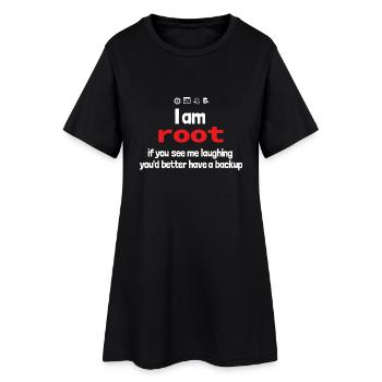 root backup - laughing - Frauen T-Shirt-Kleid - Schwarz - Vorne