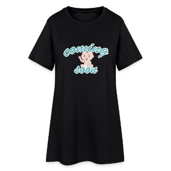 pregnant baby child born birth gift idea - Women’s T-Shirt Dress - black - Front