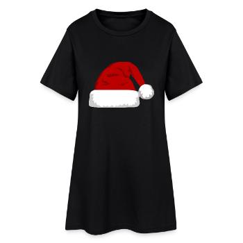 Weihnachtsmann Mütze - Frauen T-Shirt-Kleid - Schwarz - Vorne