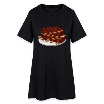 spare ribs fleisch schweinefleisch lebensmittel - Frauen T-Shirt-Kleid - Schwarz - Vorne