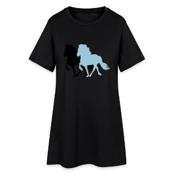 2 Tölter - Frauen T-Shirt-Kleid - Schwarz - Vorne