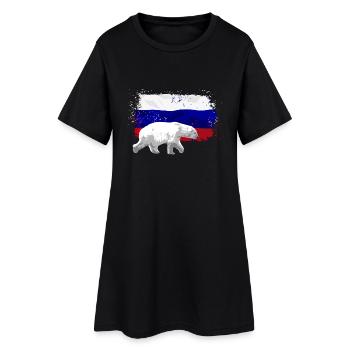 Russia Flag - Polar Bear - Frauen T-Shirt-Kleid - Schwarz - Vorne