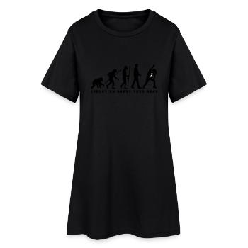 evolution_metal_fan_headbanger_112015_a_ - Frauen T-Shirt-Kleid - Schwarz - Vorne
