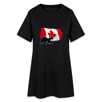 Canada - Grizzly & Flag5 - Frauen T-Shirt-Kleid - Schwarz - Vorne