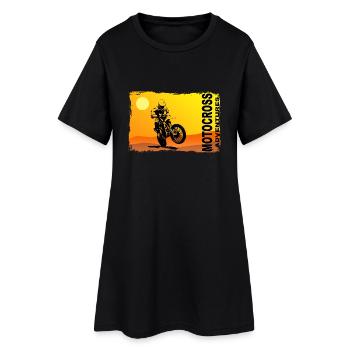 Motocross - Frauen T-Shirt-Kleid - Schwarz - Vorne