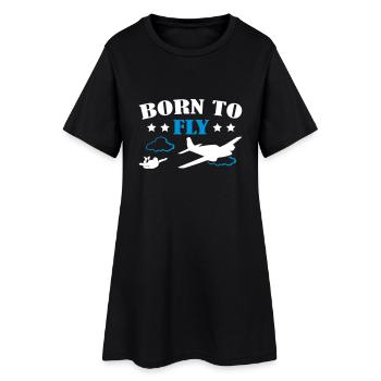Born To Fly Skydive - Frauen T-Shirt-Kleid - Schwarz - Vorne