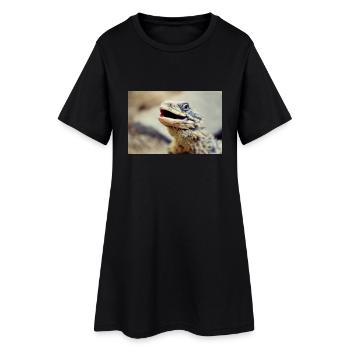 Bartagame - Frauen T-Shirt-Kleid - Schwarz - Vorne