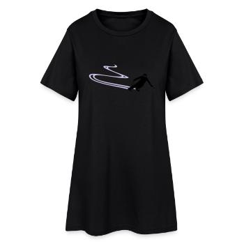 Sport - Skifahrer - Frauen T-Shirt-Kleid - Schwarz - Vorne