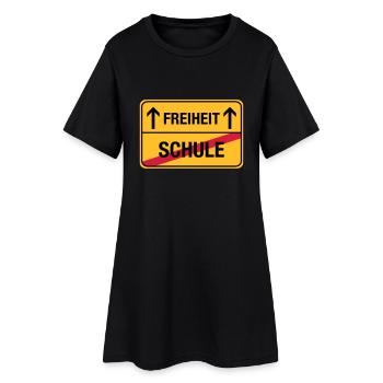 Schule – Freiheit - Frauen T-Shirt-Kleid - Schwarz - Vorne