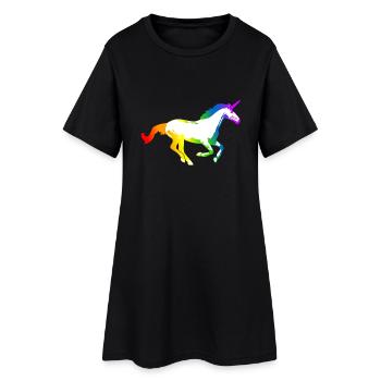 Einhorn - Frauen T-Shirt-Kleid - Schwarz - Vorne