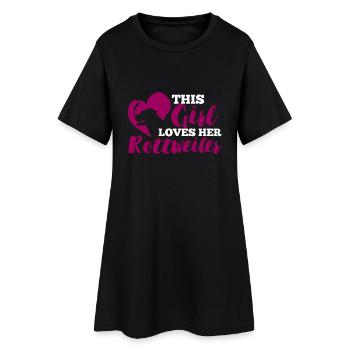Chien / Rottweiler: Cette fille aime son Rottweiler - Robe T-shirt Femme - noir - Devant