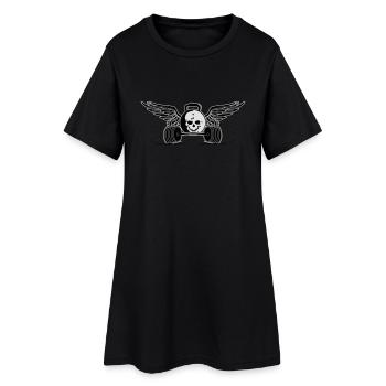 hantel - Frauen T-Shirt-Kleid - Schwarz - Vorne