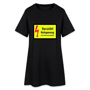 Attention! Haute tension (je suis chargé) - Robe T-shirt Femme - noir - Devant