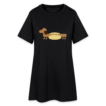 Hot-Dog - Frauen T-Shirt-Kleid - Schwarz - Vorne