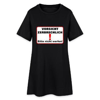 Zerbrechlich vorsicht - Frauen T-Shirt-Kleid - Schwarz - Vorne