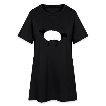 Wolf mit Schafspelz - Frauen T-Shirt-Kleid - Schwarz - Vorne