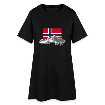 Norway - Mountains & Flag - Frauen T-Shirt-Kleid - Schwarz - Vorne