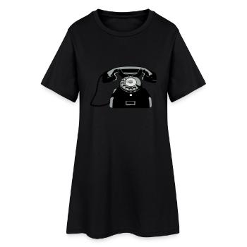 Oldschool Telefon - Frauen T-Shirt-Kleid - Schwarz - Vorne