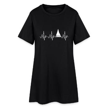 Heartbeat ECG voilier voilier - Robe T-shirt Femme - noir - Devant