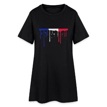 drop blob 3 couleurs france nation bleu blanc drap - Robe T-shirt Femme - noir - Devant