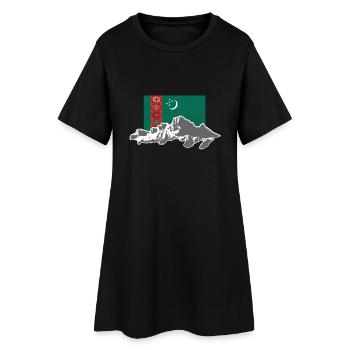 Turkmenistan - Flag & Mountains - Frauen T-Shirt-Kleid - Schwarz - Vorne