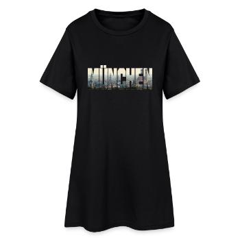 München Panorama - Frauen T-Shirt-Kleid - Schwarz - Vorne
