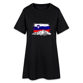 Slovenia - Mountains & Flag - Frauen T-Shirt-Kleid - Schwarz - Vorne