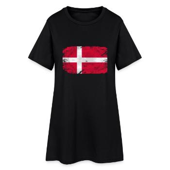 Denmark Flag - Vintage Look - Frauen T-Shirt-Kleid - Schwarz - Vorne