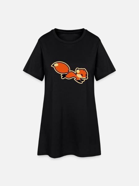 Fox - Frauen T-Shirt-Kleid - Schwarz