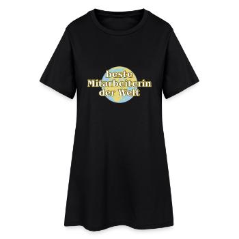 Goldene Serie - beste Mitarbeiterin mit Weltkugel - Frauen T-Shirt-Kleid - Schwarz - Vorne