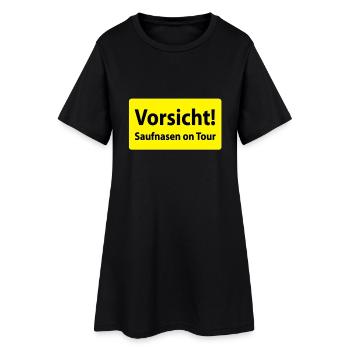 Vorsicht! Saufnasen on Tour Warnschild - Frauen T-Shirt-Kleid - Schwarz - Vorne