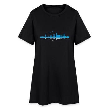 Skyline - Föhr - Frauen T-Shirt-Kleid - Schwarz - Vorne