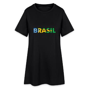 Conception de drapeau du Brésil en couleurs nationales - Robe T-shirt Femme - noir - Devant
