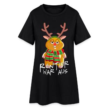 Rentier war aus Weihnachtsgeschenk xmas - Frauen T-Shirt-Kleid - Schwarz - Vorne