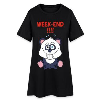 Panda en week end - Robe T-shirt Femme - noir - Devant