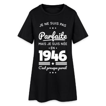Geboren 1946 – Nicht perfekt, aber fast - Frauen T-Shirt-Kleid - Schwarz - Vorne