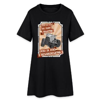 Trinkt der Bauer und fährt Traktor - Frauen T-Shirt-Kleid - Schwarz - Vorne