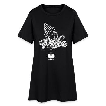 Praying Hands Polska Basic - Frauen T-Shirt-Kleid - Schwarz - Vorne
