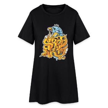 Graffiti Street art mit Adler und Krone - Frauen T-Shirt-Kleid - Schwarz - Vorne