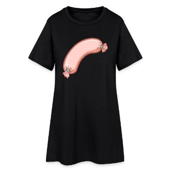 Wurst,esse,würstchen - Frauen T-Shirt-Kleid - Schwarz - Vorne